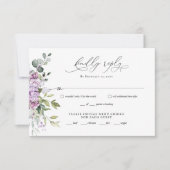 Lila Greenery Script Wedding RSVP Reply Kaart (Voorkant)