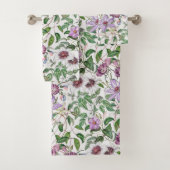 Lila Groen Wit Botanische Bloemen Bad Handdoek (Insitu)