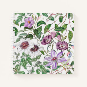 Lila Groen Wit Botanische Bloemen Notitieboek