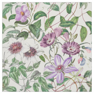 Lila Groen Wit Botanische Bloemen Stof