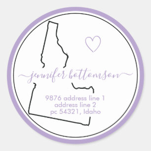 Lila Idaho huis terug kaart adres Signature Ronde Sticker