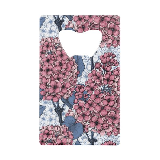 Lila in roze en blauw kredietkaart flessenopener (Voorkant)