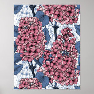 Lila in roze en blauw poster
