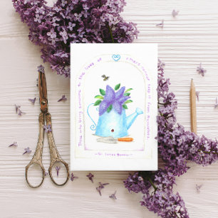 Lila Inspirerend Briefkaart wateringcan