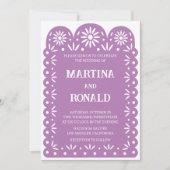 Lila invitation de mariage mexicaine en papier déc (Devant)