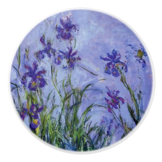 Lila Irises Monet Fine Art Keramische Knop (Voorkant)