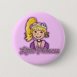 Lila knop van het prinses blonde haar ronde button 5,7 cm