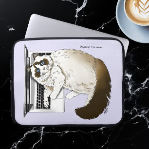 Lila Laptop Cat Funny Schattige Laptop Sleeve