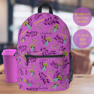 Lila Lavander Whimsical Mushrooms Preschool Bedrukte Rugzak
