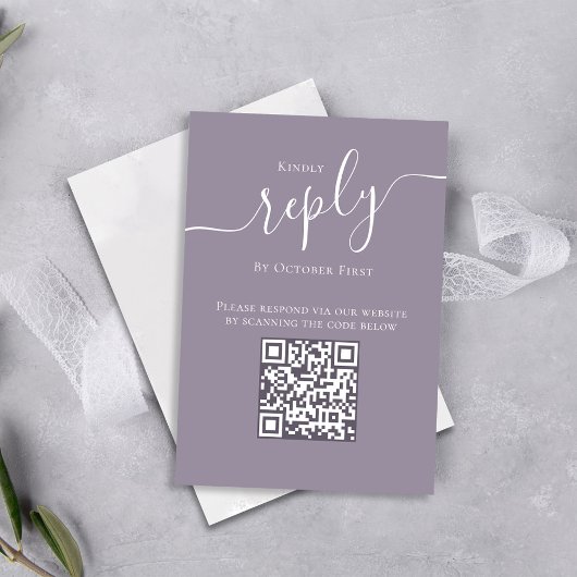 Lila Lavendel antwoord bruiloft Kaart QR-code