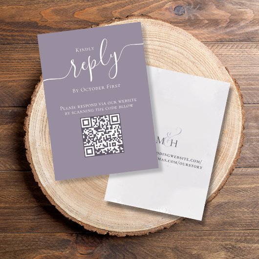 Lila Lavendel antwoord bruiloft Kaart QR-code