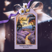 Lila Lavendel Artistiek Bruiloft Cadeaulabel