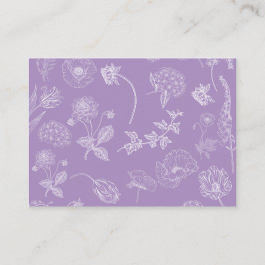 Lila Lavendel Bloemen Script Luier Raffle Informatiekaartje (Achterkant)