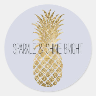 Lila lavendel Glitter Glitzy Pineapple Sparkle Ronde Sticker