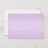 Lila Lavendel Goud Prinses Schoen Elegant Bruiloft RSVP Kaartje (Achterkant)