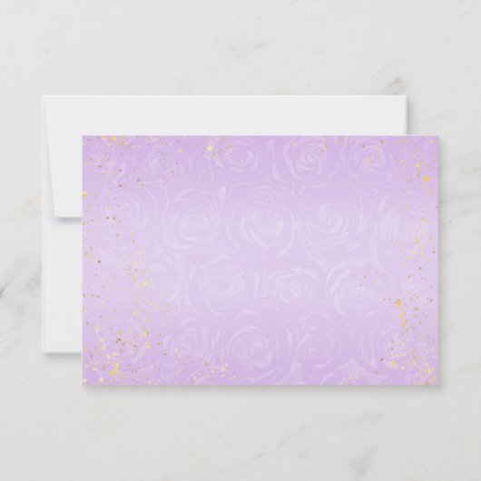 Lila Lavendel Goud Prinses Schoen Elegant Bruiloft RSVP Kaartje (Achterkant)