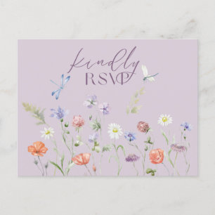 Lila Lavendel Whimsy Wildflower RSVP Briefkaart
