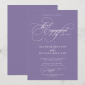 Lila lavender Calligraphy Verloving Kaart (Voorkant / Achterkant)