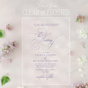 Lila lavender Calligraphy Wedding Acryl Uitnodigingen