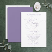 Lila lavender Calligraphy Wedding Kaart