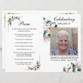 Lila Lavender Floral Funeral Programme Sjabloon (Voorkant / Achterkant)