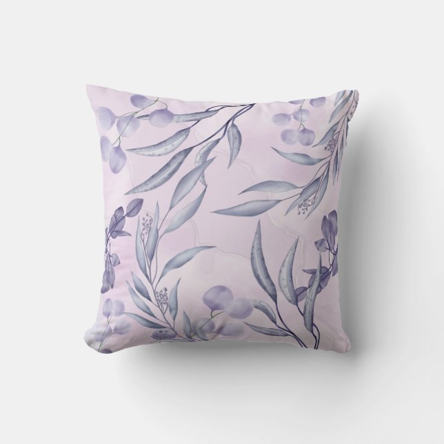 Lila Lavender Floral Kussen (Voorkant)