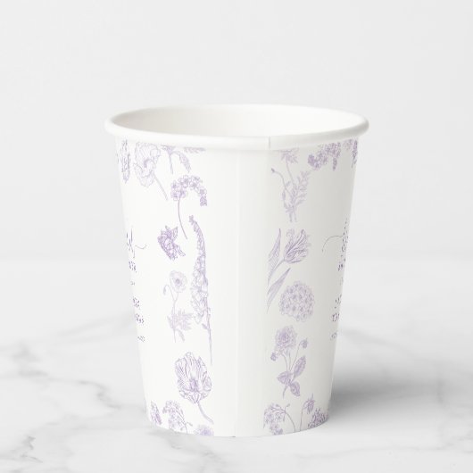  Lila Lavender Floral Script Vrijgezellenfeest Papieren Bekers (Rechts)