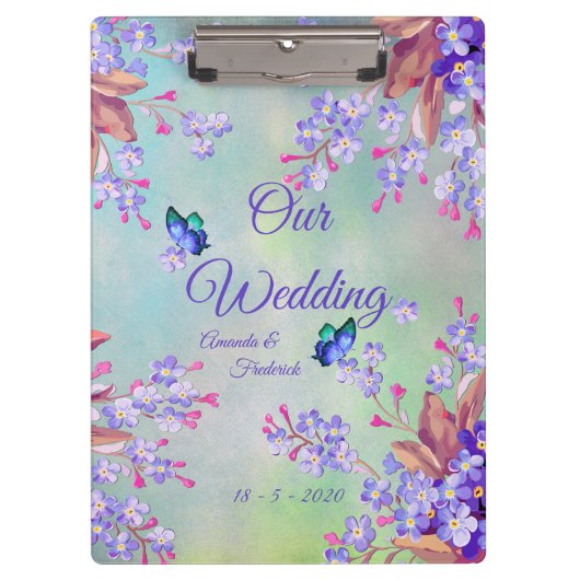 Lila lavender Flower Wedding Klembord (Voorkant)