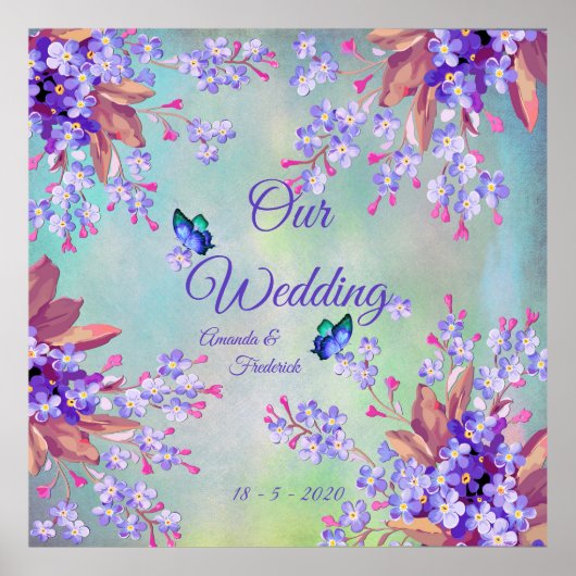Lila lavender Flower Wedding Poster (Voorkant)