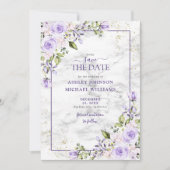 Lila Lavender Gold Geometric Save the Date (Voorkant)