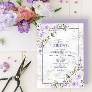 Lila Lavender Gold Geometric Save the Date