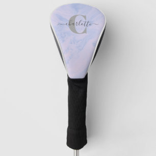 Lila Lavender Marble Elegant Monogram Naam Golfheadcover