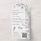 Lila Lavender Mauve Wedding Qr Code All In One Uitnodiging (Binnen)