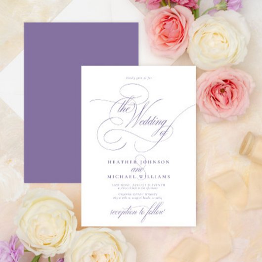 Lila lavender met geavanceerde kalligrafie kaart