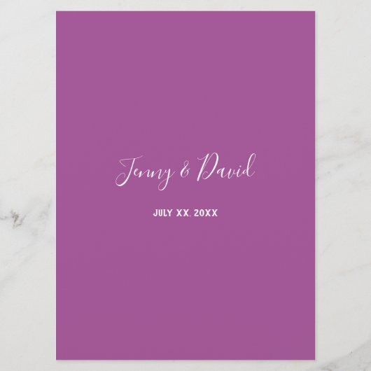 Lila lentetuin bruiloft menu (Achterkant)