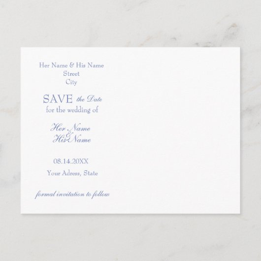 Lila lentevloerbloem bruiloft bewaart de datum aankondigingskaart (Achterkant)