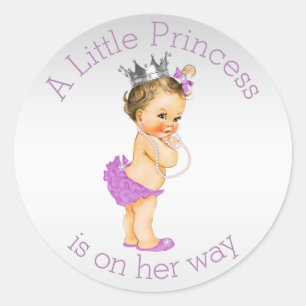Lila Little Princess Baby shower Ronde Sticker