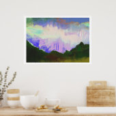 Lila lucht en berg poster (Keuken)