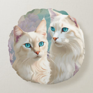 Lila Lynx Point Siamese portretkunst Rond Kussen