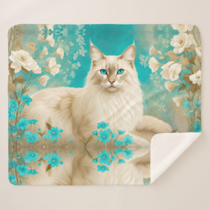 Lila Lynx Point Siamese portretkunst Sherpa Deken