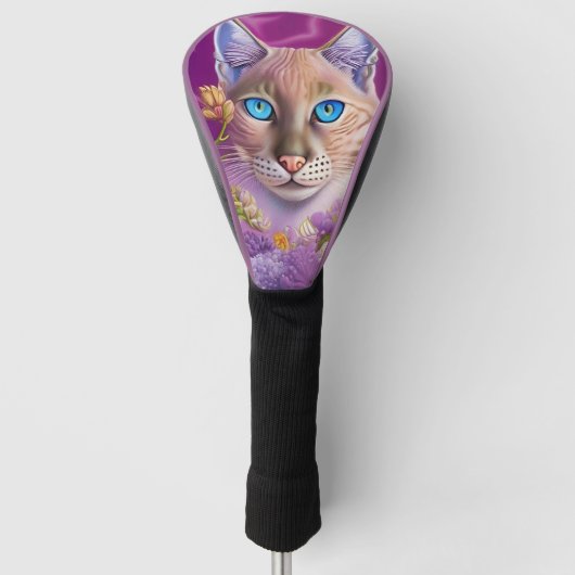 Lila Lynx-punt Siamese kat in paars Golfheadcover (Voorkant)