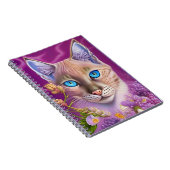 Lila Lynx-punt Siamese kat in paars Notitieboek (Rechterzijde)