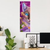 Lila Lynx-punt Siamese kat in paars Poster (Thuiskantoor)