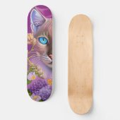 Lila Lynx-punt Siamese kat in paars Skateboard (Voorkant)