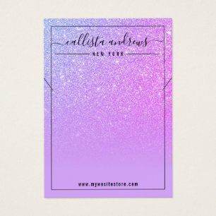 Lila Magenta Paarse Glitter Ketting Display Card Visitekaartje