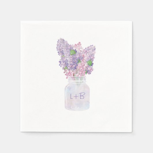 Lila Mason Jar Elegante en rustieke bruiloft Servetten (Voorkant)