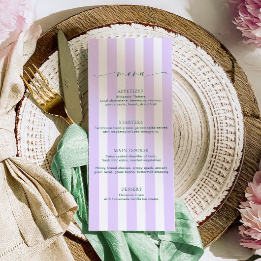 Lila menu Classic Stripe