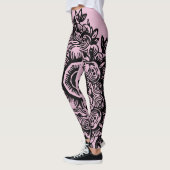 Lila met Black Damask Pattern Athletic Leggings (Links)