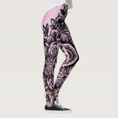 Lila met Black Damask Pattern Athletic Leggings (Rechts)