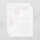 Lila minimalistisch handgetekend Vrijgezellenfeest Uitnodiging Briefkaart (Voorkant / Achterkant)